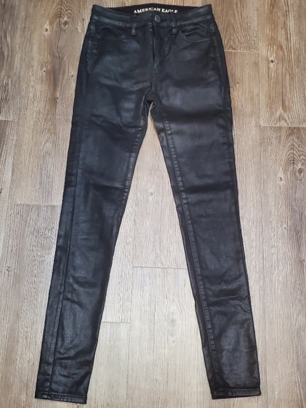AE High-Rise Black Metallic Skinny Jeans